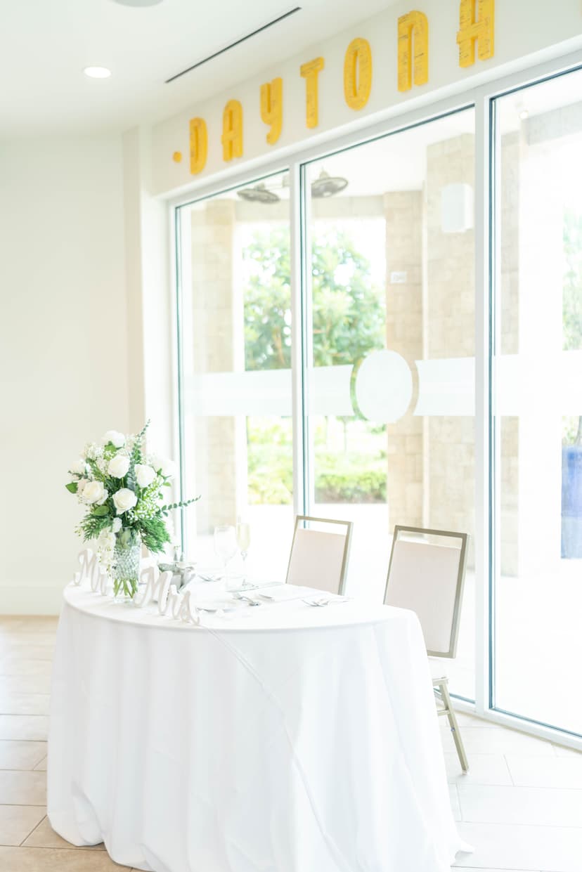 Elegant tropical reception area with palm trees